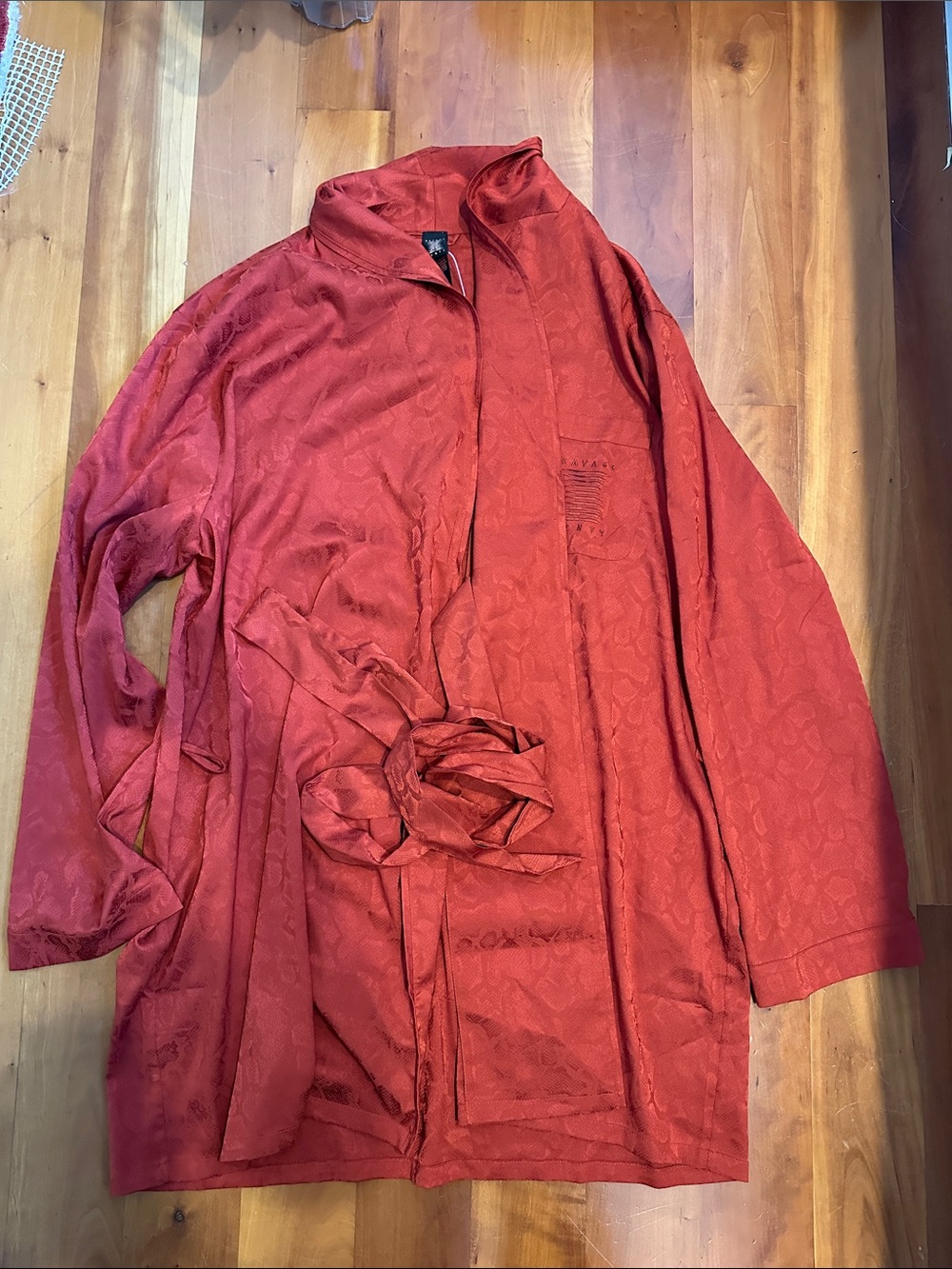 Savage X Fenty Red Lightweight Shirt Jacket with Waist Tie